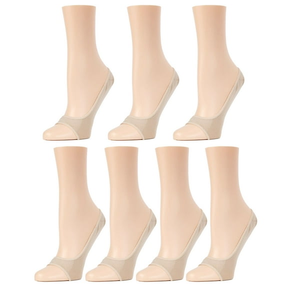 MeMoi Micro Liner Open-Toe No-Show Shoe Liners 7-Pack - Womens - Female (One Size, Black/Tan/Nude)