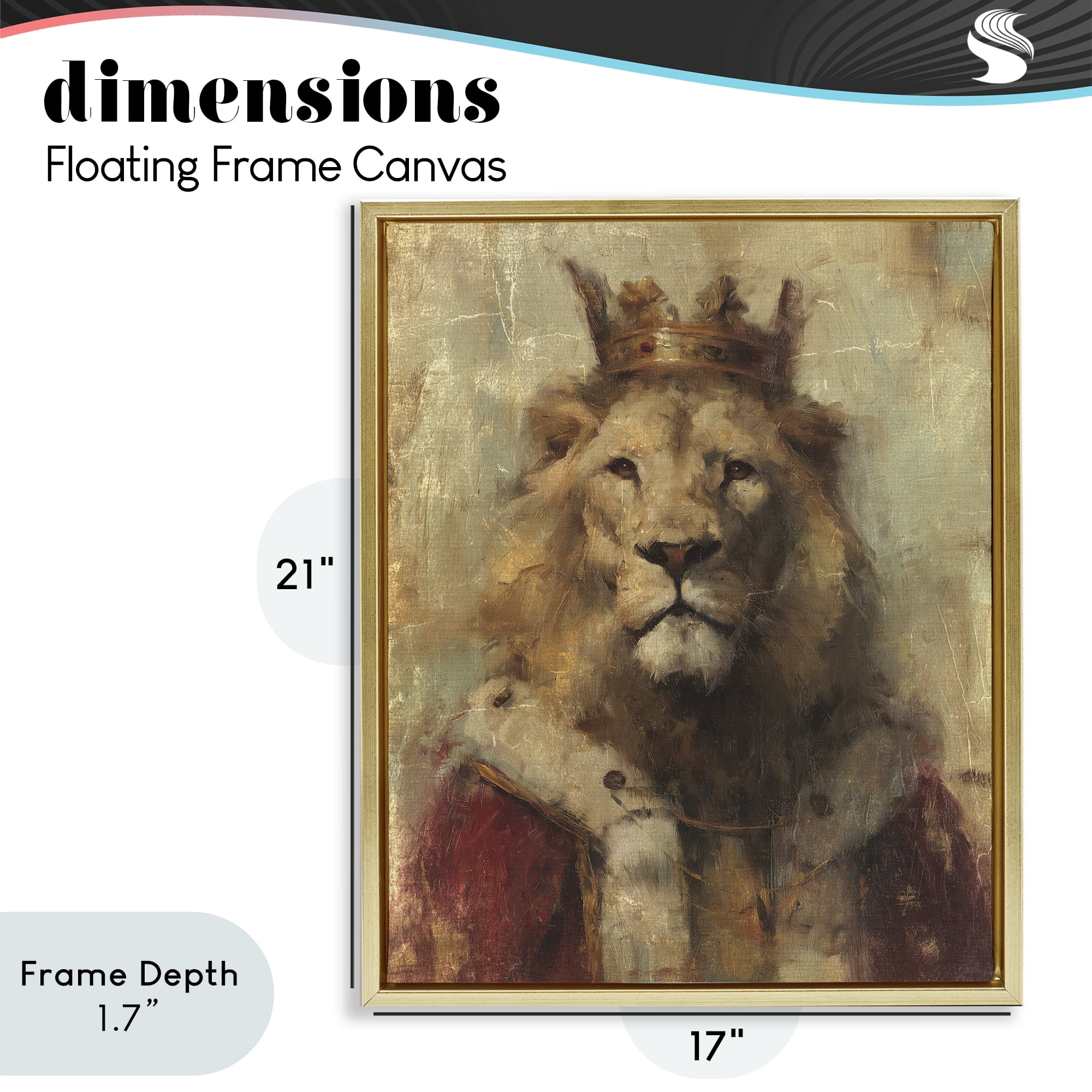 Stupell Industries Regal Lion Sovereign Gold Framed Floater Canvas Wall Art, design by Svetlana Aleynikova