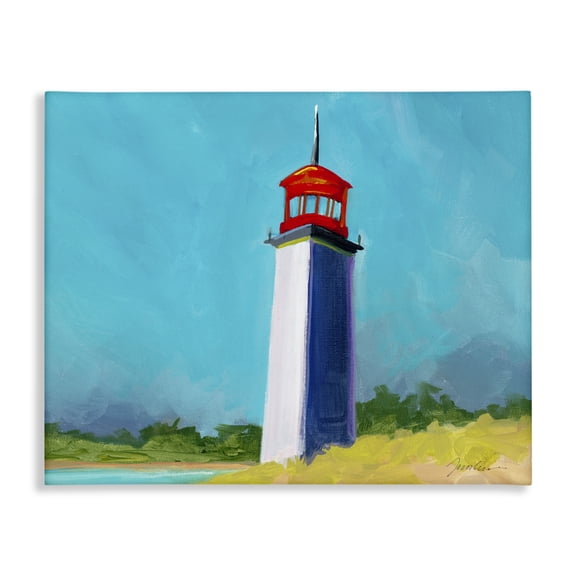 Stupell Industries Contemporary Vivid Blue Lighthouse Canvas Art, 30 x 24, by Liz Jardine