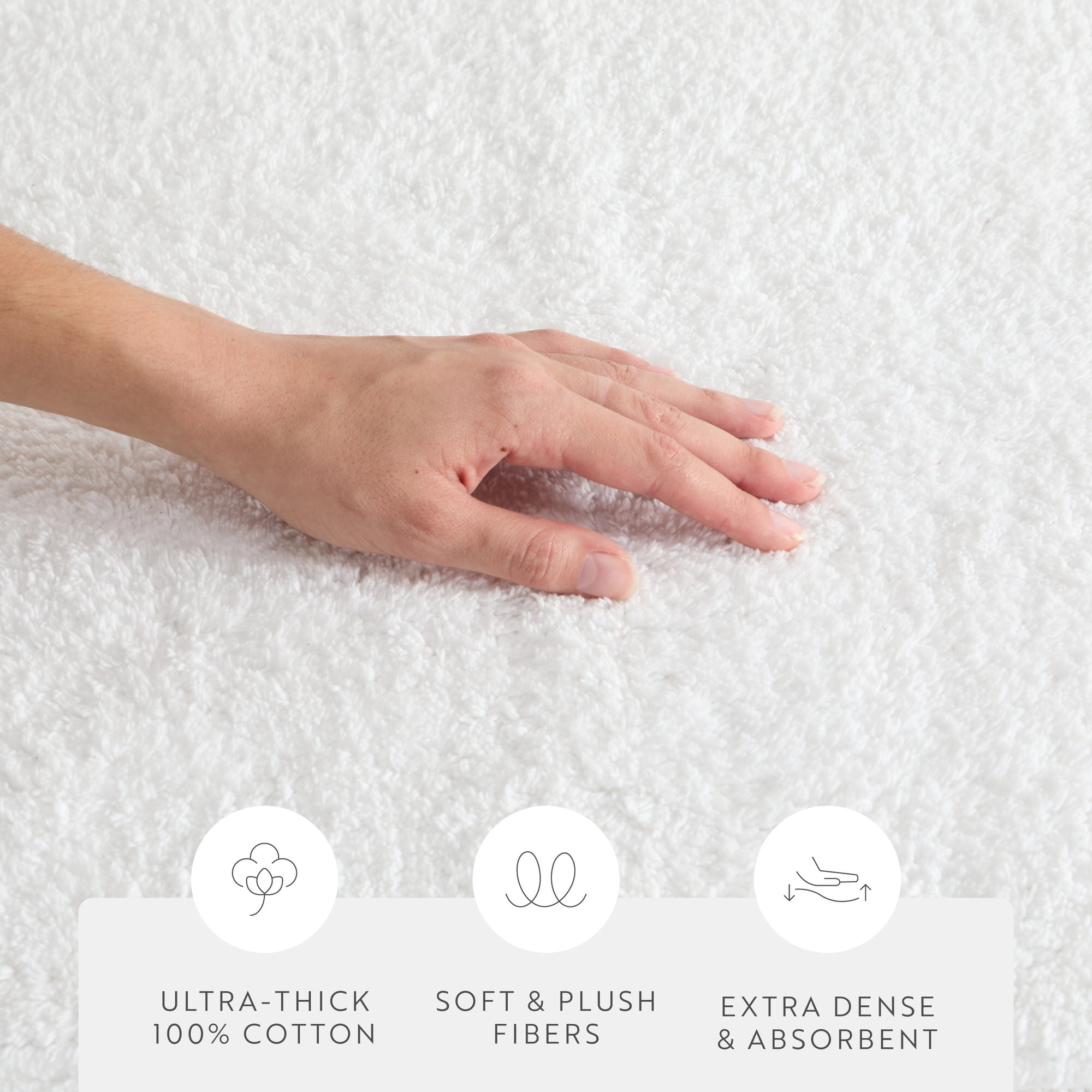 Noble Linens Reversible Dual-Texture Cotton Bath Mat, 24 in x 17 in, White