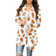 thumbnail image 2 of Women's Halloween Pumpkin Cat Print Knitting Cardigan Long Sleeve Open Front Knitted Sweater Outwear Coat Tops, 2 of 6