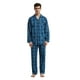 thumbnail image 5 of GLOBAL Conjunto de Pijama de Tejido Liso de Manga Larga para Hombre, Ropa de Dormir de Algodón, Ropa de Dormir Cómoda, Cuadros Azul Claro y Azul Marino M, 5 of 6