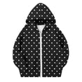 thumbnail image 3 of Xdegoge Tween Girls Polka Dot Zip Up Hoodie Long Sleeve Black Jacket with Pockets Casual Fall Winter Outerwear Sweatshirts, Size 9-10, 3 of 7