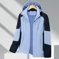 thumbnail image 2 of Lovskoo 2024 Men's Rain Jacket Hooded Sport Casual Waterproof Windbreaker Patchwork Zipper with Pockets Detachable Cap Long Sleeve Outdoor Outerwear Jacket Light Blue, 2 of 4