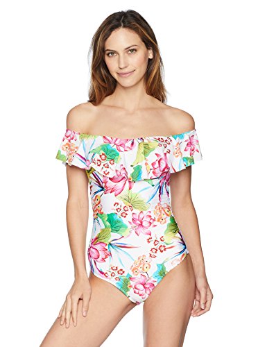 white ruffle one piece swimsuit