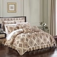 thumbnail image 4 of Sisa 9 Piece Comforter Set Jacquard Scroll Faux Silk Bedding with Pleated Flange, 4 of 4
