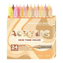 Skin Tone Acrylic Markers 24 Colors Anime Pro Soft Brush Tip Liquid Ink Pens Non Skin Colour Markers for Art on Canvas Rocks Glass Paper