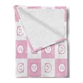 thumbnail image 2 of Checkered Soft Flannel Fleece Throw Blanket, Squares with Funny Happy Piggy Faces Kids Girls Children Pattern, Cozy Plush for Indoor and Outdoor Use, 60" x 80", Baby Pink Hot Pink White, by Ambesonne, 2 of 5