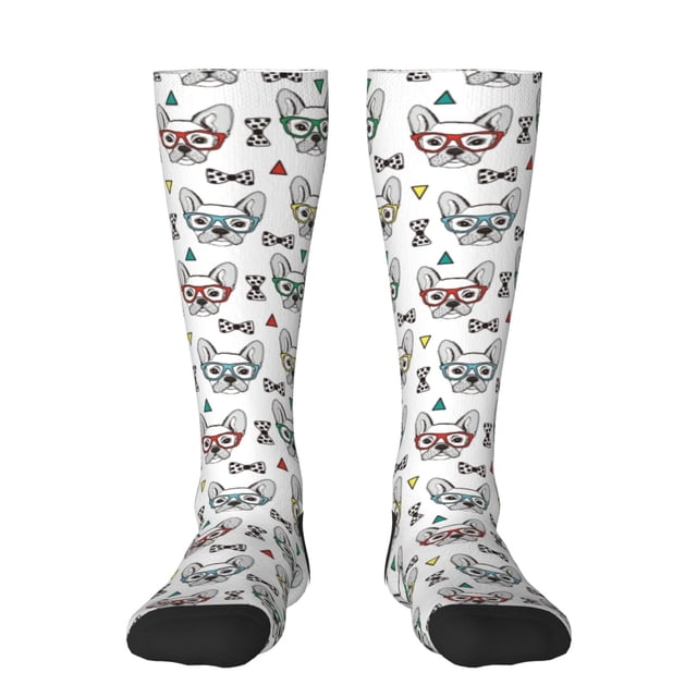 Balery Cute French Bulldog Calcetines novedosos Calcetines deportivos Calcetines hasta la rodilla Calcetines de algodón Calcetines originales y geniales