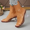 thumbnail image 5 of Purcolt Heeled Sandals for Women Chunky Block Mid Heels Square Open Toe Slippers with Claer Strap Comfortable Slip On Dress Heels, 5 of 9