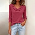 thumbnail image 4 of SOOMLON Blouses for Women Business Casual Plus Size Cowl Neck Long Sleeve Pullover Fashion Solid Shirts Fall Fall Tops, 4 of 7