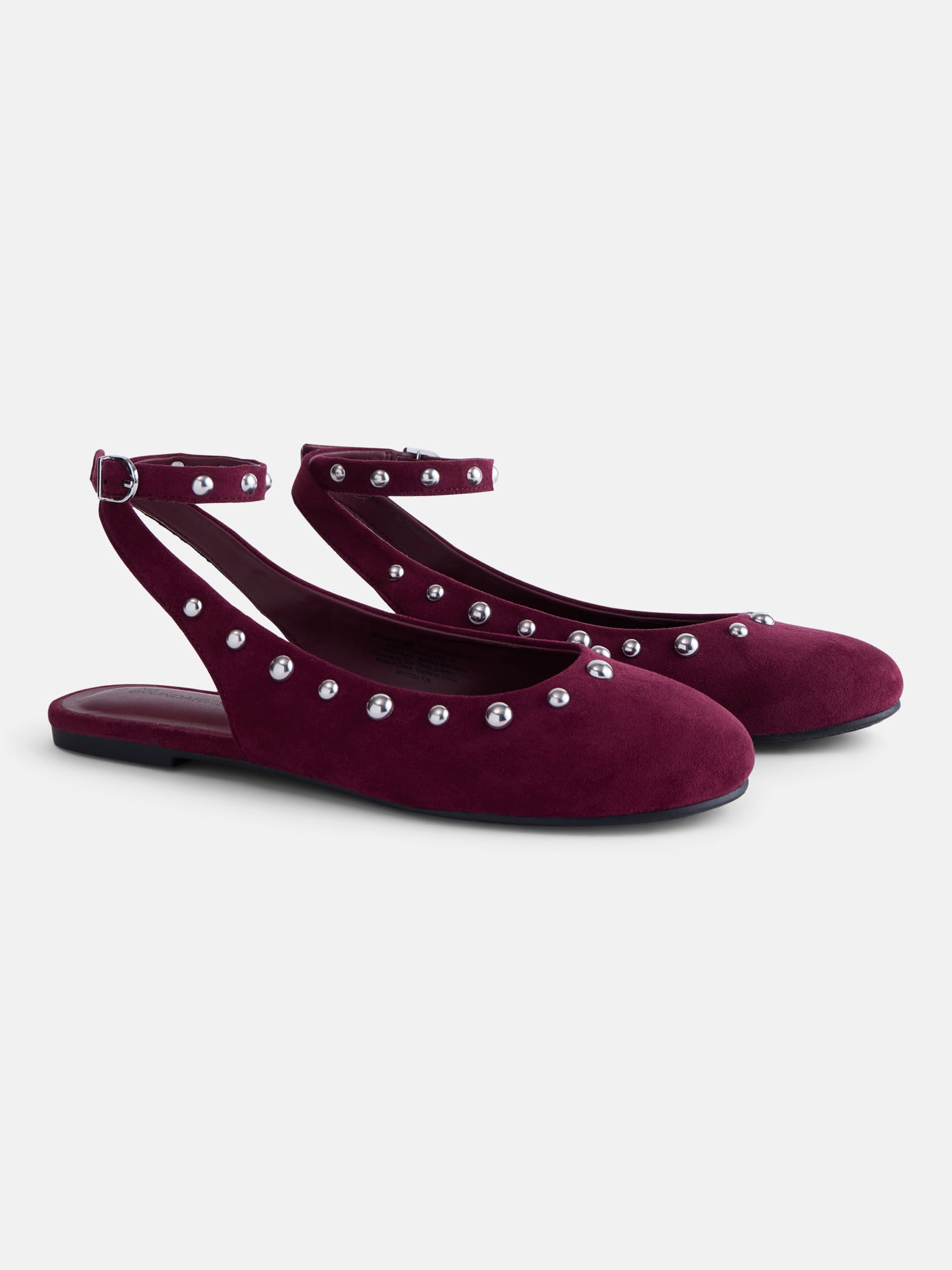 No Boundaries Women’s Faux Suede Ankle Ballet Flats