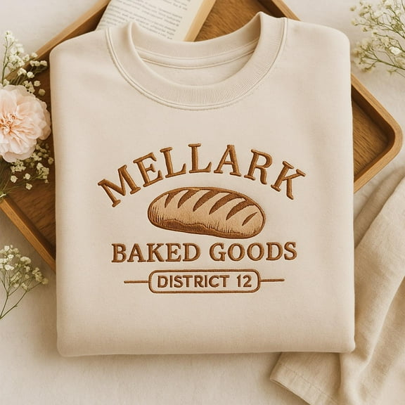 Embroidered Mellark Baked Good Embroidered Sweatshirt, Hungrs Game Inspired hoodie, abenathy liquors like all fires shirt, bookish fan gift