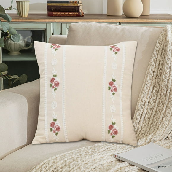 Embroidered Pillows Cushions Rose Flower Pillows Sofa Beds Head Lumbar Support Simples Pillowcases Holiday Gifts
