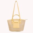 thumbnail image 4 of Bolsa de mano de paja hecho a mano para mujer Ehuebsd de hombro de cuero con cesta de gran capacidad informal para vacaciones Verano, 4 of 6