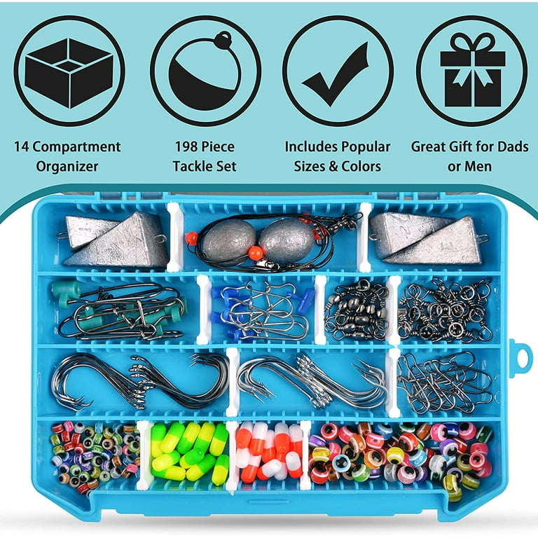 Surf Fishing Tackle Kit-198pcs Saltwater Fishing Lure Tackle Box