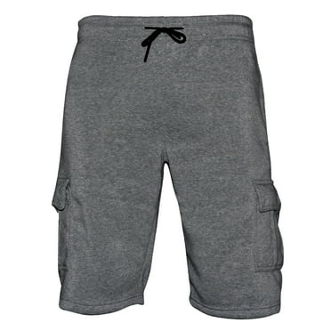 Mens Sweat Cargo Shorts Soft Cotton Lounge Gym Workout Casual Light Grey M