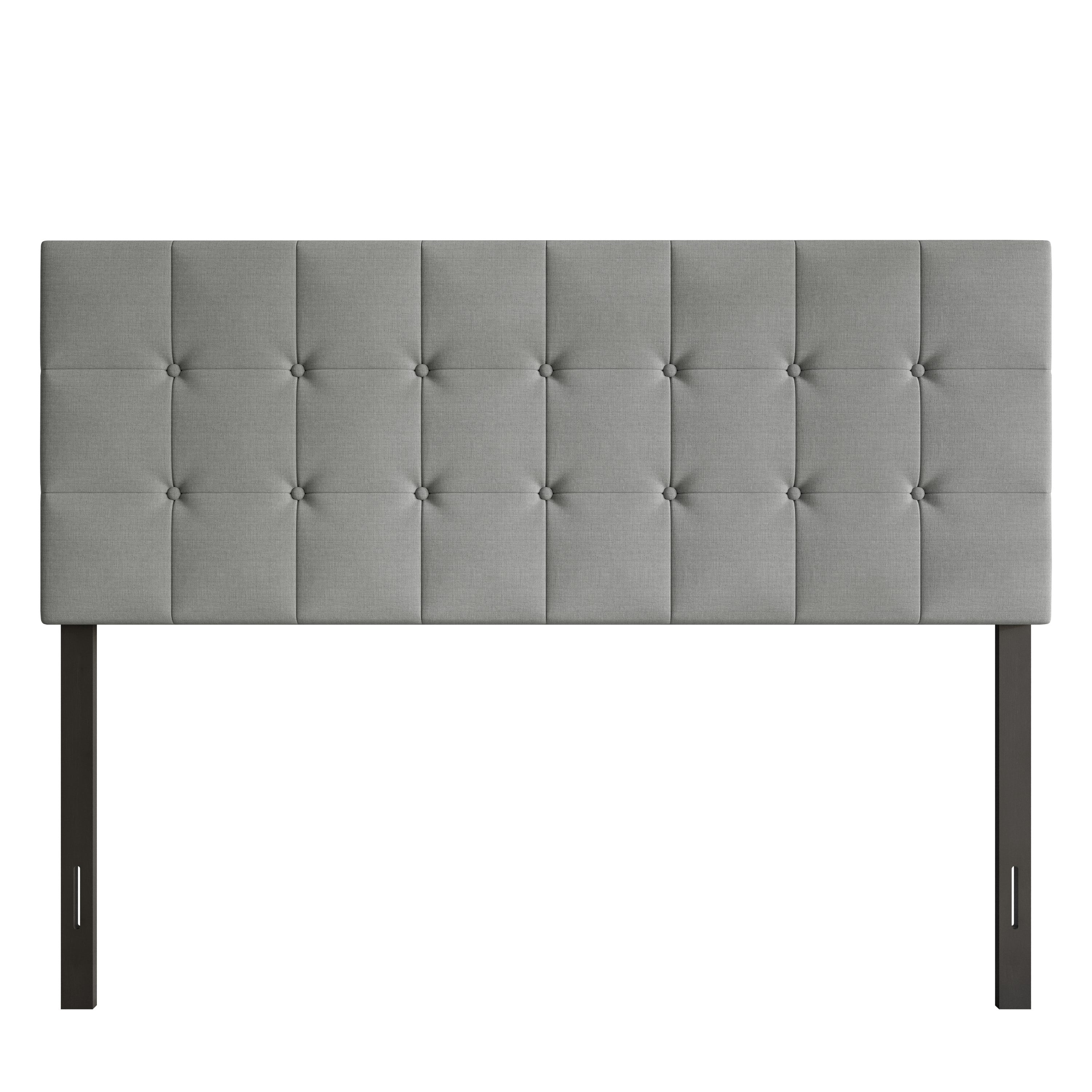 Home Design Ida Queen Upholstered Transitional Adjustable Headboard With Button Tufted For Adult, Grey