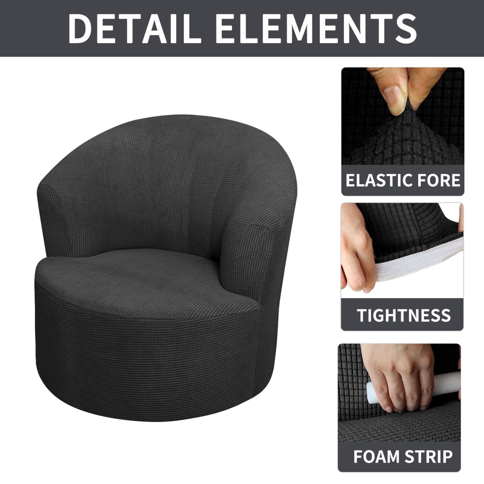 Round Club Swivel Barrel Chair Cover Modern Accent Round Club Armchair Slipcover Soft Stretch Chair Covers for Living Room,Barrel Chair Cover,Stretch Swivel Chair Slipcover Soft Barrel Sofa Cover