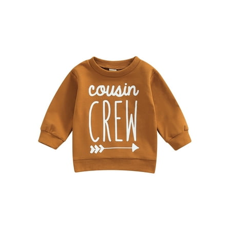 

Qtinghua Infant Toddler Baby Boy Girl Pullover Long Sleeve Letter Print Sweatshirt Tops Fall Spring Clothes Caramel A 12-18 Months