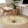 thumbnail image 4 of Round Area Rug 4 Ft, Bees Washable Non-Slip Circle Carpet for Living Room/Bedroom, Daisy Flowers Spring Summer Honey Floral Leaf Plant Low-Profile Crawling Mats Collection Rugs for Indoor, 4 of 8