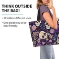 thumbnail image 2 of ZICANCN Skulls Flowers Tote Bag, Grocery Bags Reusable Shopping Bags with Handles Durable Foldable Washable for Women Men, 2 of 8