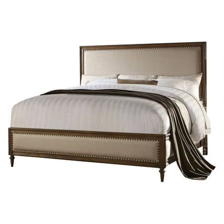 Linen Oak Bed - ACME Inverness Eastern King Bed in Beige Linen & Reclaimed Oak, Multiple Sizes