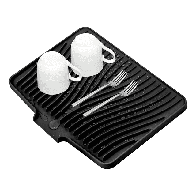"Tapete De Silicón Para Secar Platos Y Vasos De Cocina Belug negro "