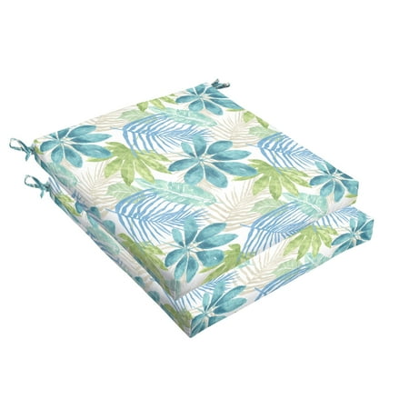 Indoor Tropical Garden Humble and Haute Humble + Haute Indoor/ Outdoor Blue/ Green Tropical Chair Cushion, Set of 2 19 in w x 19 in d ()