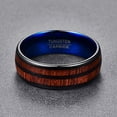 thumbnail image 3 of 8mm Men's Wood Tungsten Ring Black Blue Wedding Band Brushed Finish Center Dome Style, 3 of 6