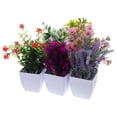 thumbnail image 2 of 6 piezas de flores artificiales en maceta: plantas falsas en macetas de plástico realistas con jarrón, decoración de vegetación artificial para el hogar, la oficina y el jardín., 2 of 6