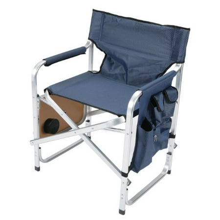 Faulkner Aluminum Director Chair with Folding Tray and Cup Holder, Blue