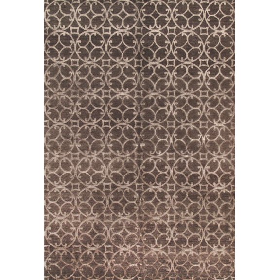 Pasargad Home Modern Collection Hand-Knotted Silk & Wool Area Rug- 2' 0" X 3' 0"