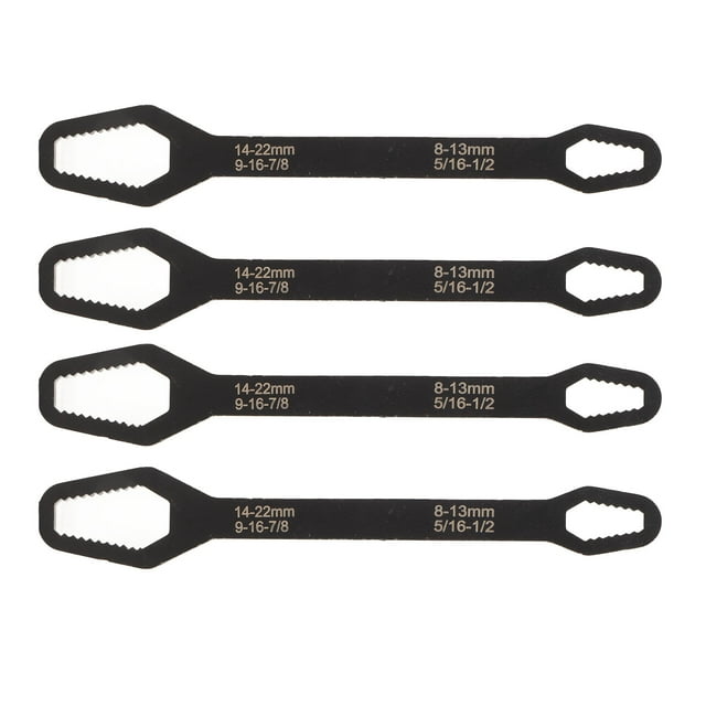 Llave universal ajustable de doble extremo, 4 unidades, multifuncional, 60HRC, alta dureza, de 8 a 22 mm, color negro