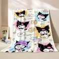 Sanrio Kuromi Flannel Blanket Children Soft Quilt Thicken Plush Nap