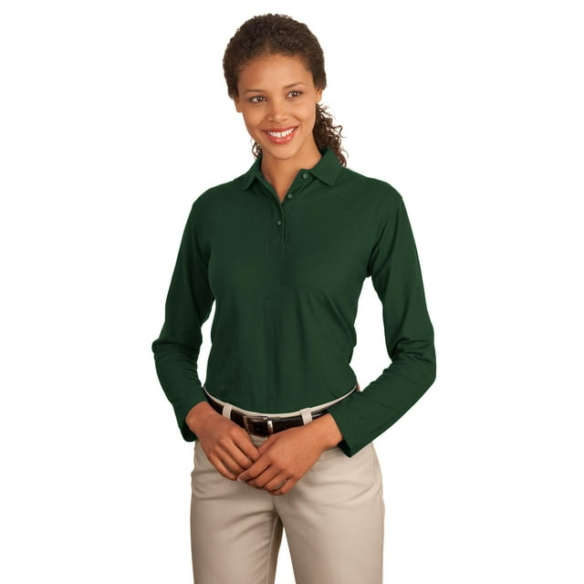 Port Authority Ladies Silk Touch Long Sleeve Polo