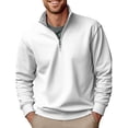 thumbnail image 2 of Blekii Men's Fleece Lined Quarter Zip Sweatshirt, Thickened Stand Collar Pullover Top, Solid Color Warm Layer for Winter, Soft Plush Interior, Casual Sporty Design, Ideal for Cold, 2 of 5