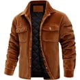 thumbnail image 2 of LNZGNM Brown Fleece Jacket for Men Big and Tall Sherpa Lined Flannel Jackets Heavyweight Warm Lapel Collar Shirt Jackets Single-Breasted Winter Coats with Pockets, Brown 5XL, 2 of 4
