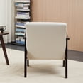 thumbnail image 5 of PAPROOS Accent Chair for Living Room, Mid-Century Modern Upholstered Reading Armchair with Solid Wood Arms, Comfy Bedroom Lounge Chair, White, 5 of 11