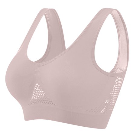 Bras for Women No Underwire Lace Breathable Sports Bra Ladies Workout Mesh Brassiere Soft Comfy Wireless Bra Push up Balconette with Removable Pads 3XL
