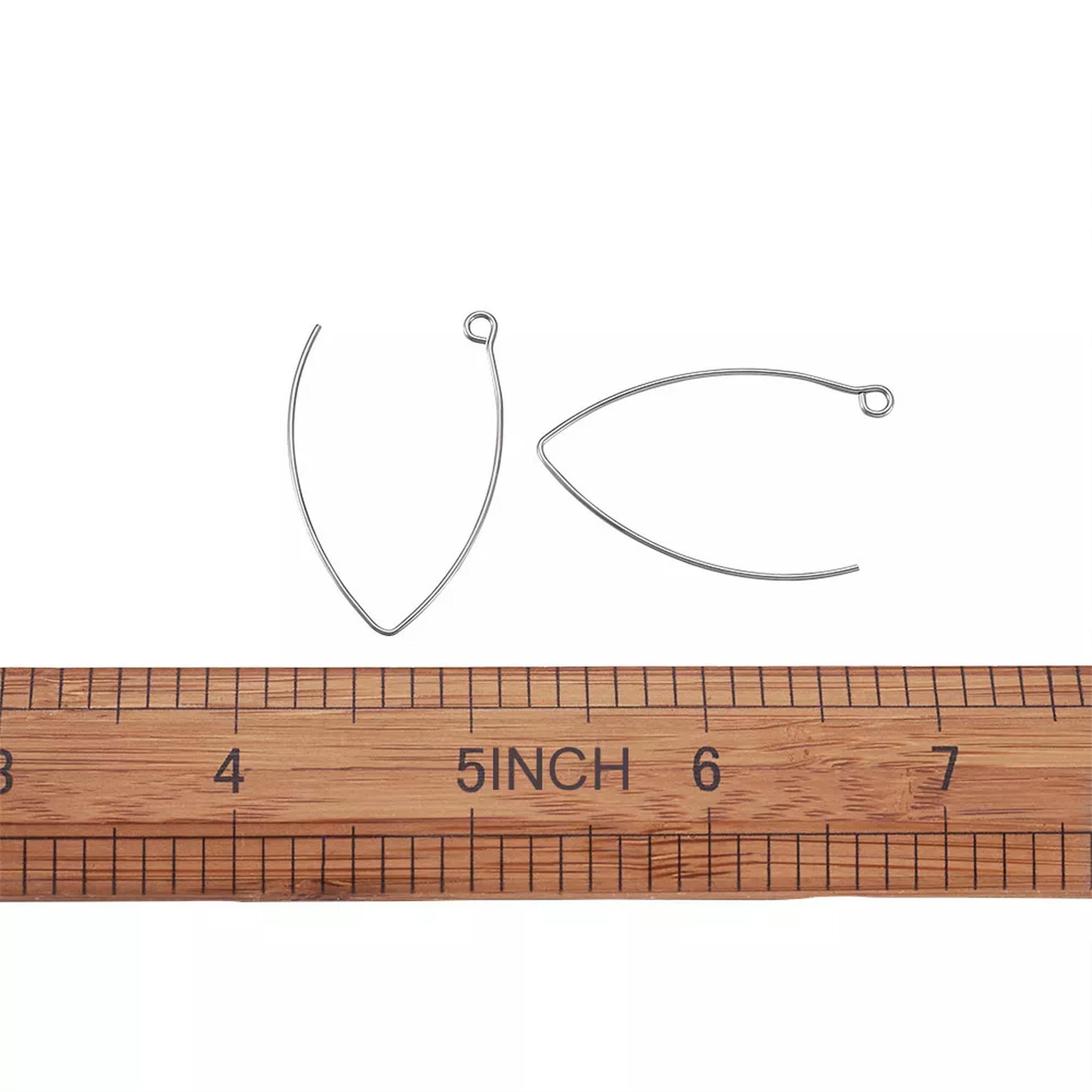 U8MO 200x 304 Stainless Steel Big Earring Hooks Smooth Dangle Earwire Loop Hoops 41mm