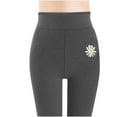thumbnail image 4 of Wyobmus Women's Plus Size Cozy Velour Leggings Daisy Embroidery High Waist Tummy Control Winter Warm Thick Tights S-5XL K-Gray, 4 of 7
