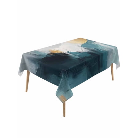 Abstract Color Block Table Cloth 54x108 Inch Rectangle Gradient Blue Grey Black Modern Style Waterproof Tablecloth Washable Table Cover for Party Picnic Dinner Decor