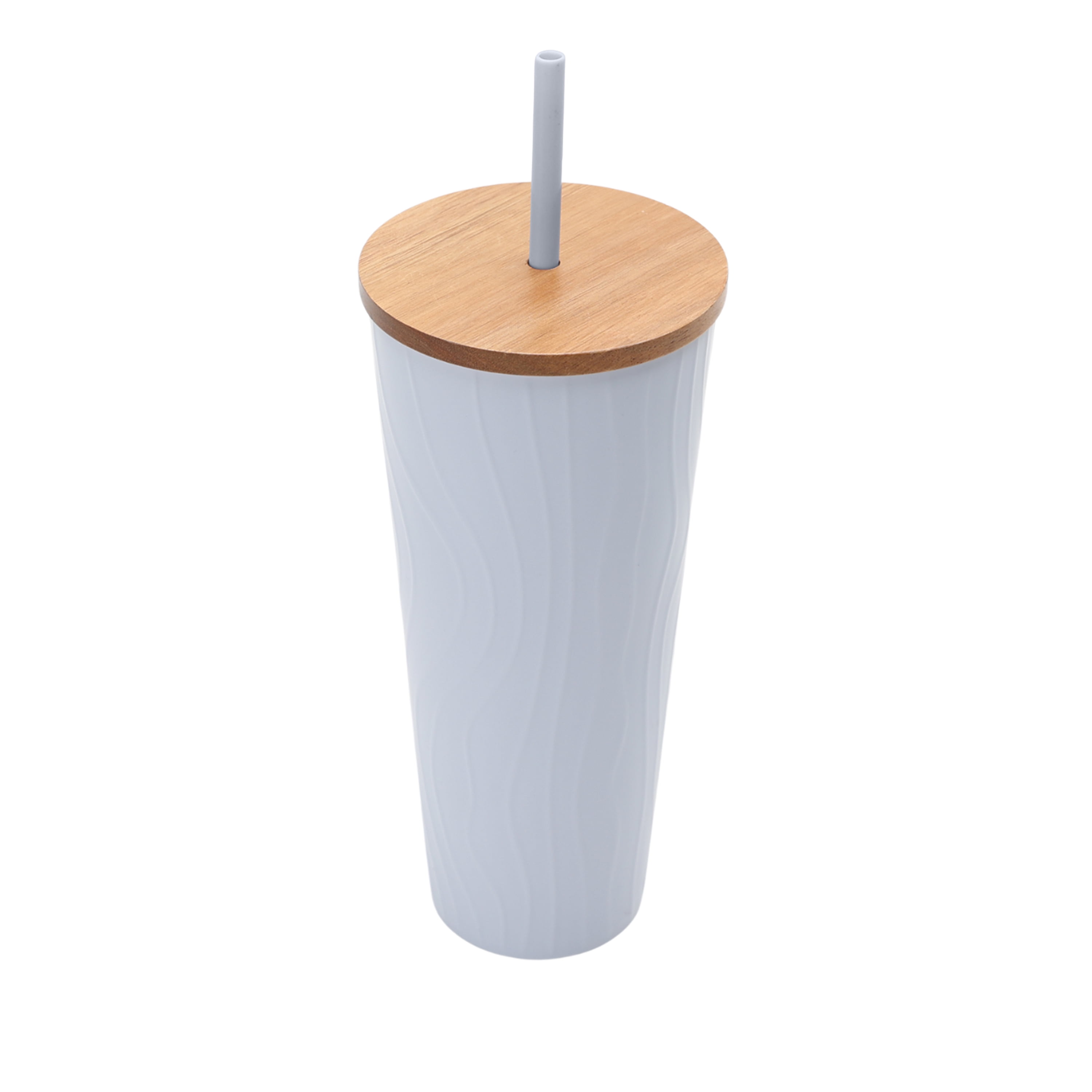 Mainstays Blue Swirl Textured Recycled PET Tumbler with Lid and Straw