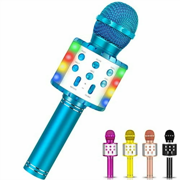 Karaoke Machine for Kids,Bluetooth Mini Karaoke Machine with LED Lights,Christmas & Birthday Gift for All Ages 3 4 5 6 7 8 9 10  Year Old Girls & Boys,Singing Anytime Anywhere (Blue)