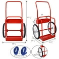 thumbnail image 2 of Large Dual Oxygen Tank Cart Dolly Double Cylinder Cart, Full Range, High Rail, with Lifting Eye and Firewall, 20" pneumatic Wheels Includes two fastening belts, 2 of 13
