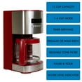 thumbnail image 3 of Kenmore Cafetière Programmable de 12 Tasses avec Contrôle d'Arôme, Rouge/inox, 3 of 9