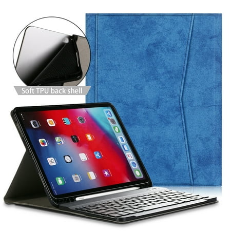 Epicgadget iPad Air (4th generation) / iPad Pro 11-inch Case with Keyboard  PU Leather Flip Folio Stand Cover with Wireless Keyboard for Apple iPad Air 4 10.9  and iPad Pro 11  Tablet (Navy Blue) ipad pro 11 keyboard case  Smart Soft TPU Back Folio Stand Case PU Leather Cover with Pocket  Pencil Holder  Detachable Wireless Bluetooth Keyboard for Apple 11-inch iPad Pro (2021/2020/2018)  Case Also Compatible with Apple 10.9-inch iPad Air (4th Generation)