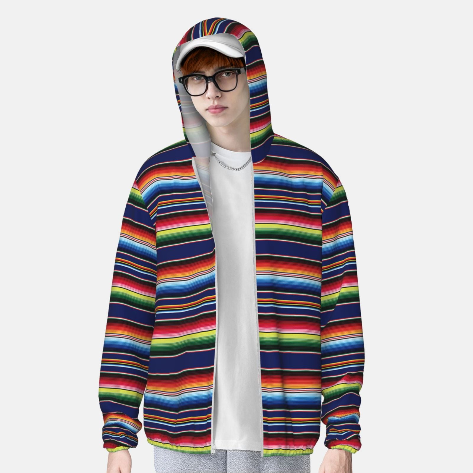 Vsdgher Blanket stripes Print Adult Hoodie Shirts Rash Guard for Men Women,Long Sleeve Sun Protection Fishing Shirts for Athletic Running Swim-Large