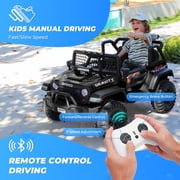 Farmdex 2 Seater 24V Ride on Toys for Big Kids, Powerful Electric Ride On Truck Car with Remote Control w/20 Inch Wide Seat, Colorful LED Lights, Rich Multimedia Music, Black